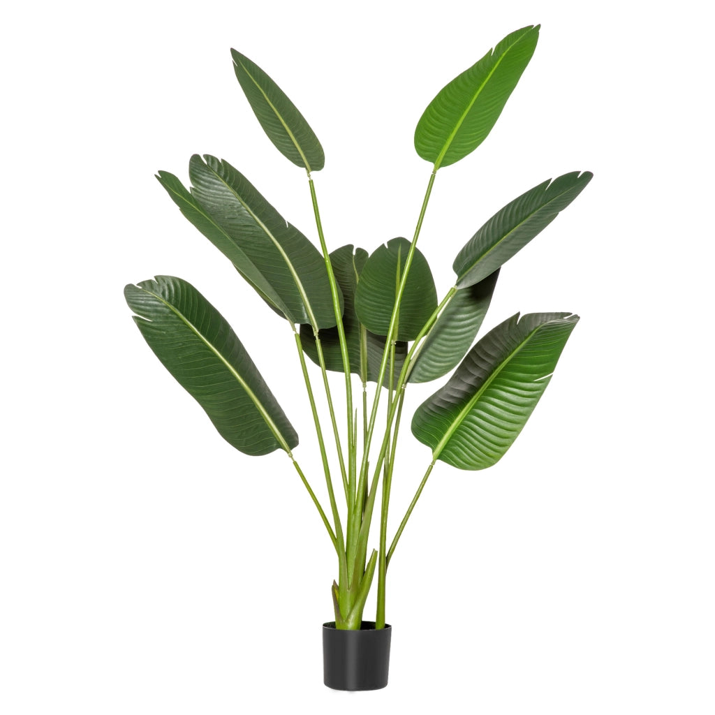 Albero Artificiale di Banano 160 cm con Vaso e 10 Foglie Realistiche Verde