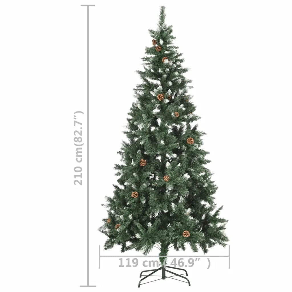 Albero di Natale Artificiale Preilluminato con Pigne 210 cm 3077748
