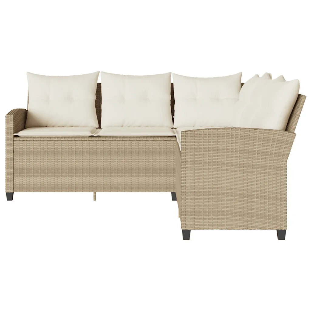 Divano a Forma di L con Cuscini-Sofa con Cuscini in Polyrattan Beige 662528