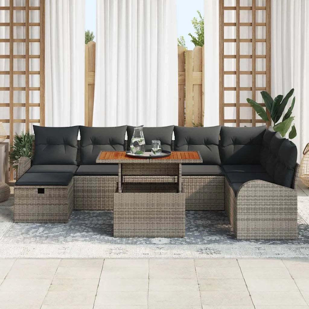 Set Divano da Giardino 9 pcs Grigio polyrattan 3361314