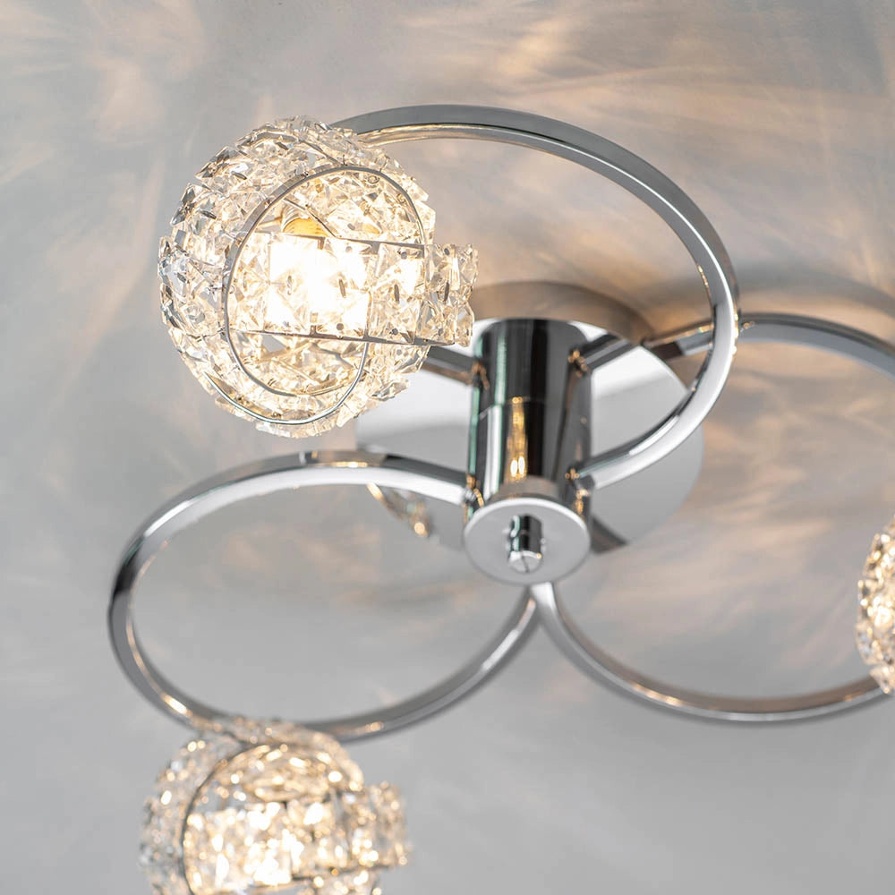 Plafoniera Talia Endon cromo cristallo 3xG9 dimmer