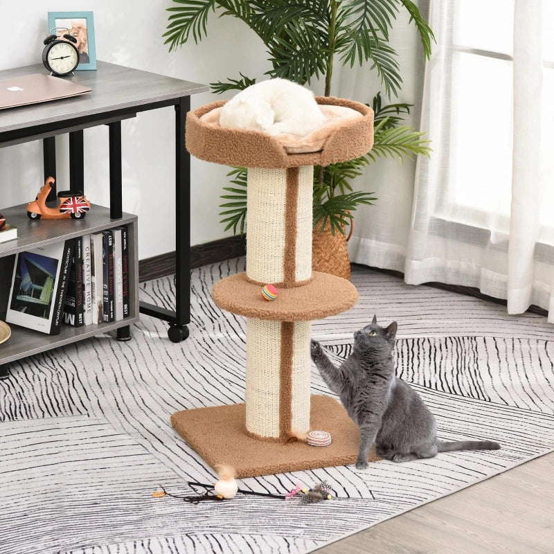 TIRAGRAFFI GATTO 91 cm con piattaforma e cuscino, marrone chiaro