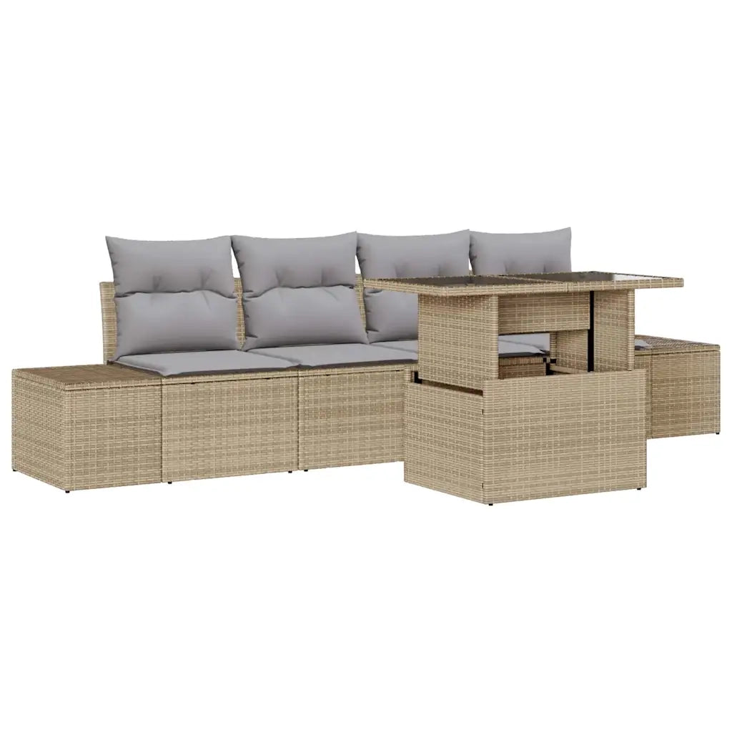 Set di divani 5 pcs Beige e Grigio Chiaro polyrattan 3349086