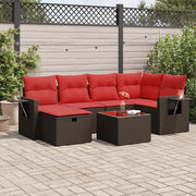 Set Divani da Giardino 7 pz con Cuscini Marrone in Polyrattan 3325500