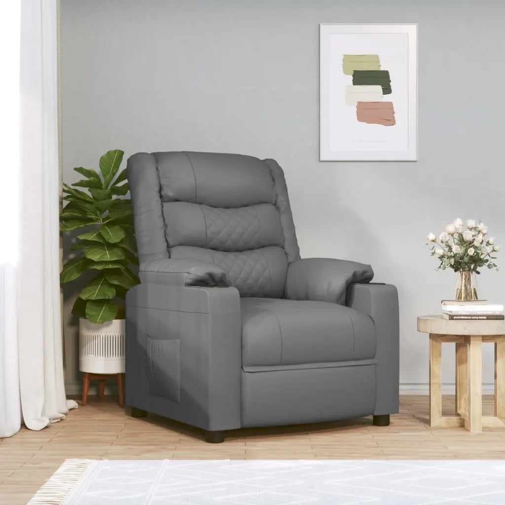 Poltrona Massaggiante Elettrica Grigio Similpelle 3143459