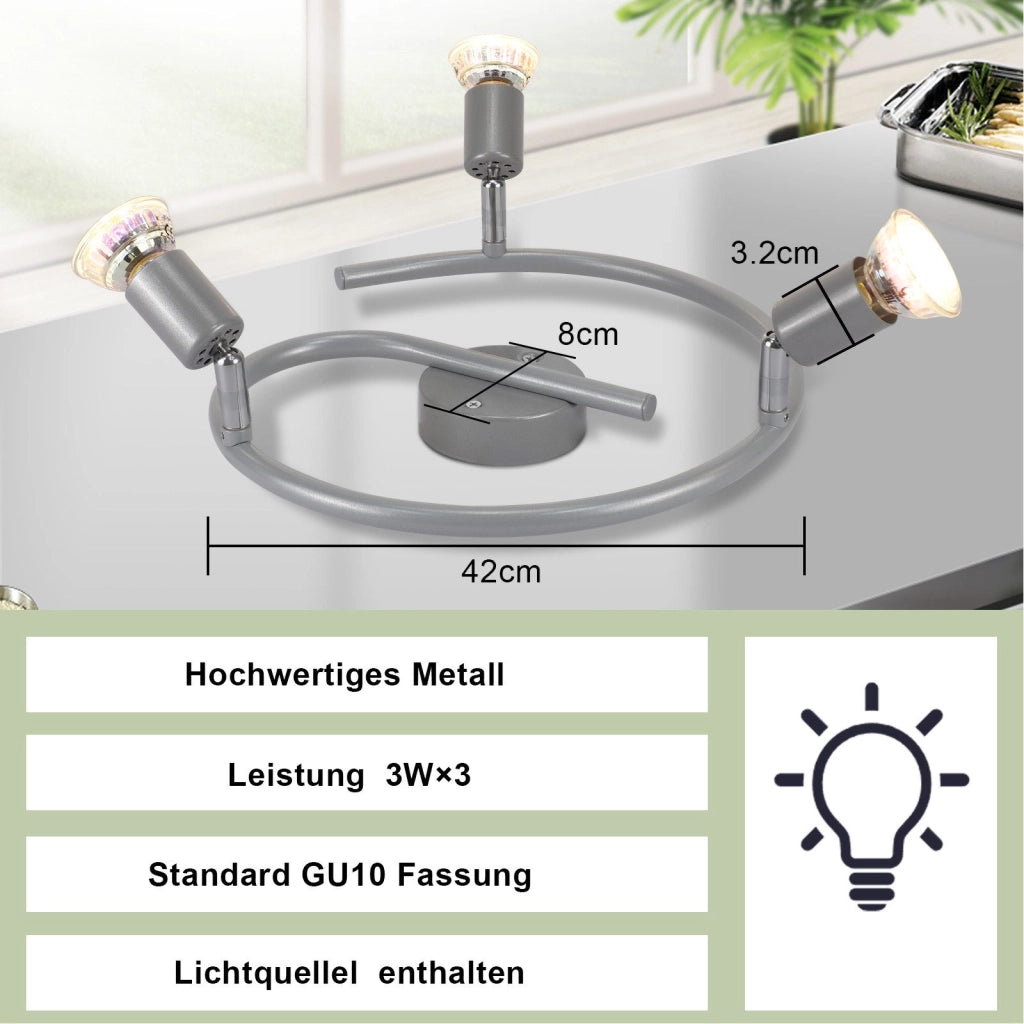 ZMH Faretto da soffitto 3 fiamme GU10 moderni per corridoio con lampadina inclusa