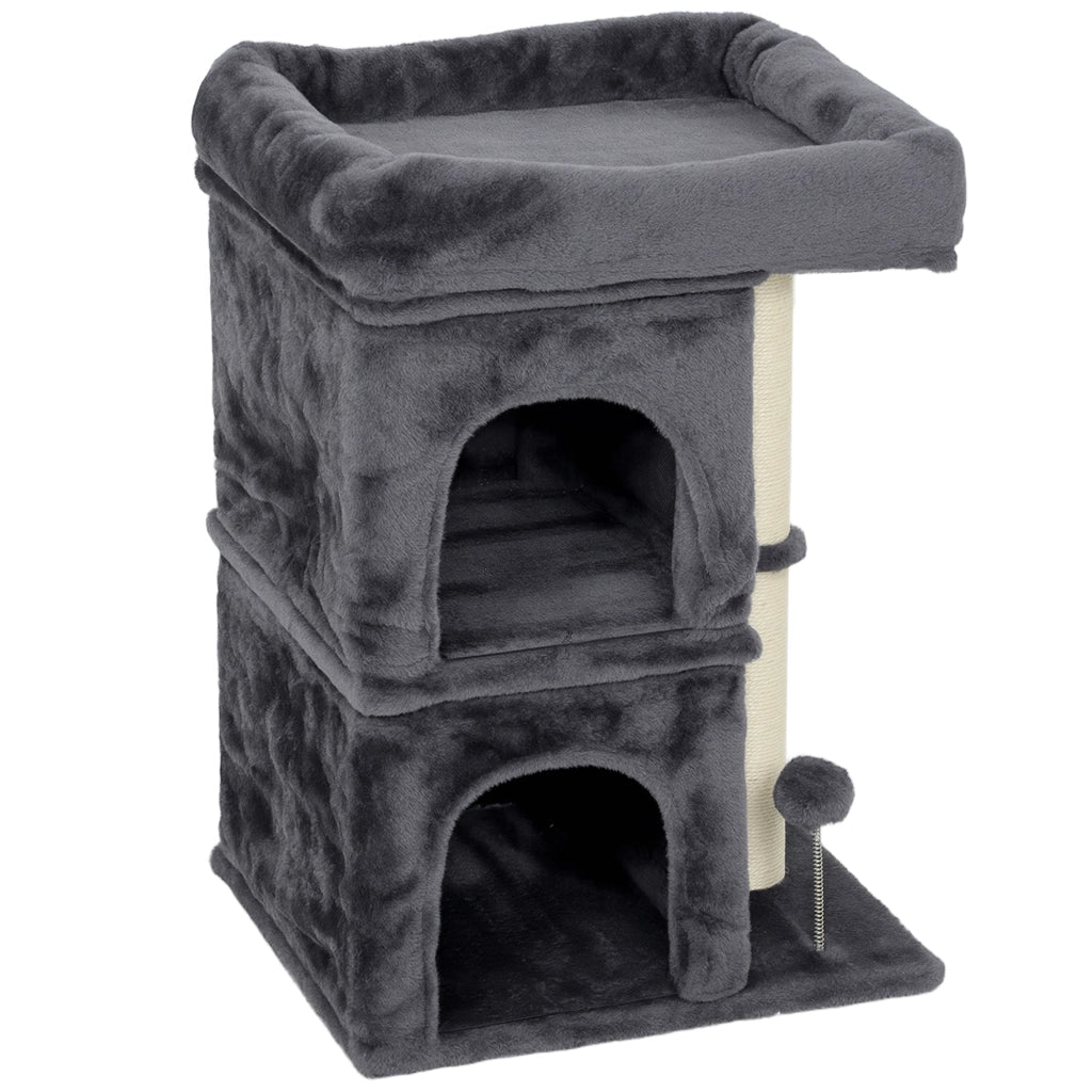 Casetta per Gatti con Piattaforma e 2 Ripari ¨C Zephmum ¨C Grigio