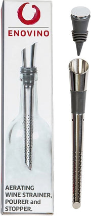 Wijn-schenker con ventilatore, setaccio e tappo per un'esperienza di vino perfetta