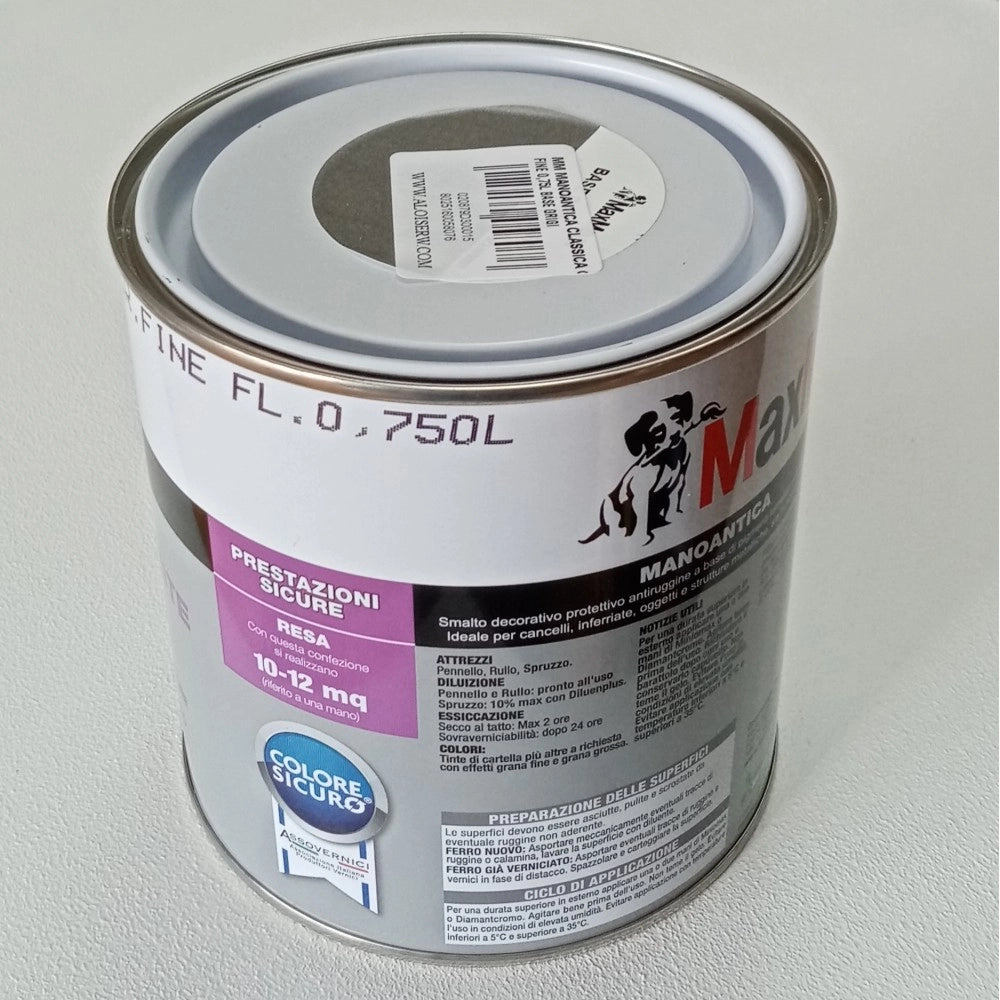 Manoantica classico 750ml smalto ferro micaceo antiruggine in varie colorazioni, colori manoantica nero grafite