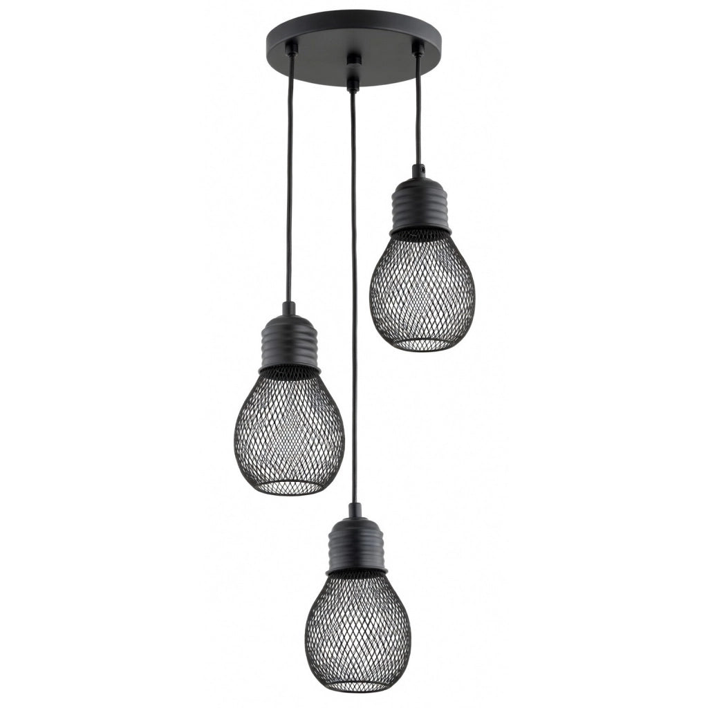 Lampadario industriale nero 3 luci E14 PIKOLO Alfa