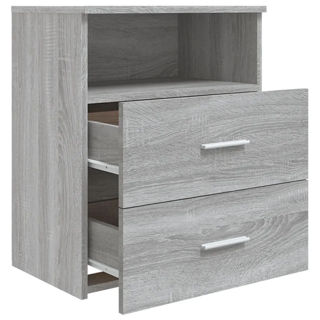 Set di 2 Comodini | Armadio da Notte | Mobiletto da notte Grigio Sonoma 50x32x60 cm
