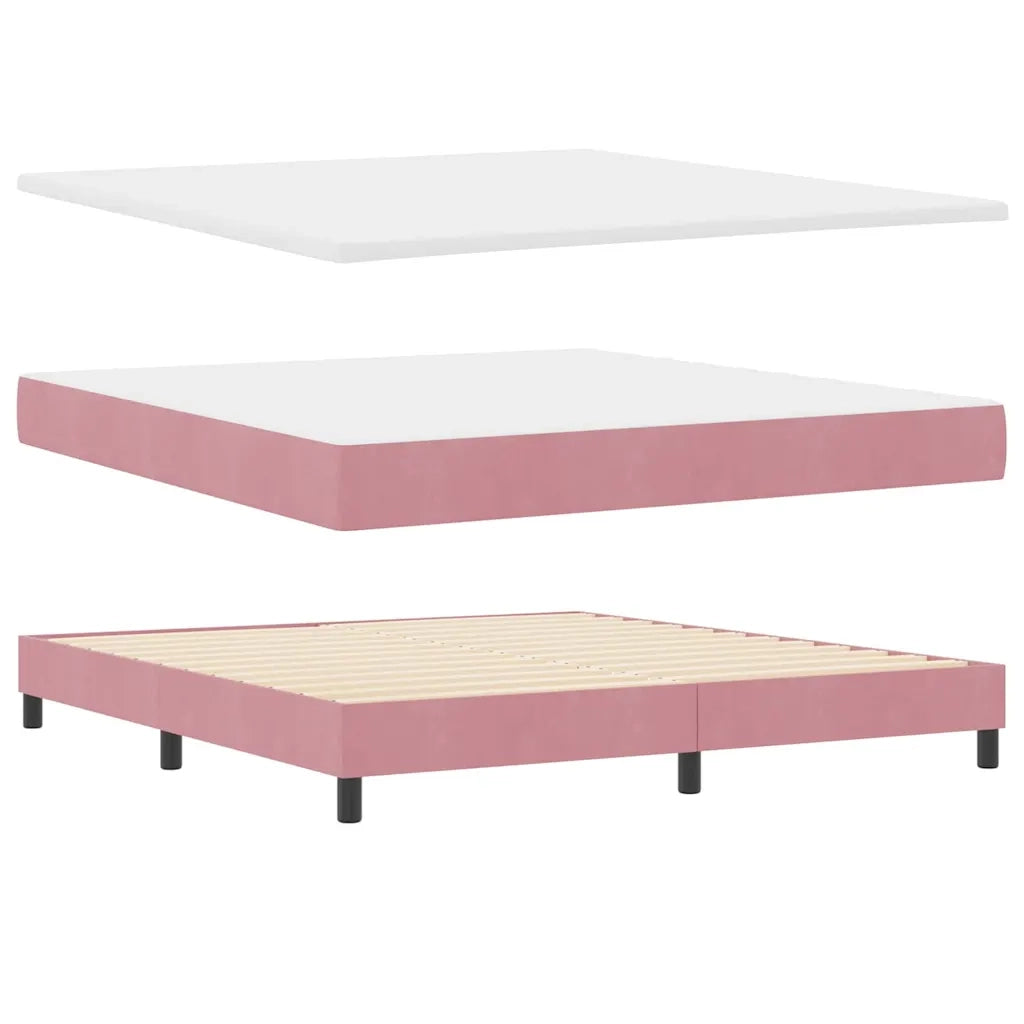 Letto a Sorgente LED con materasso Rosa 180 x 200 cm Velluto