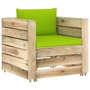 Set Divani da Giardino con Cuscini 2 pz Legno Impregnato Verde 3074542