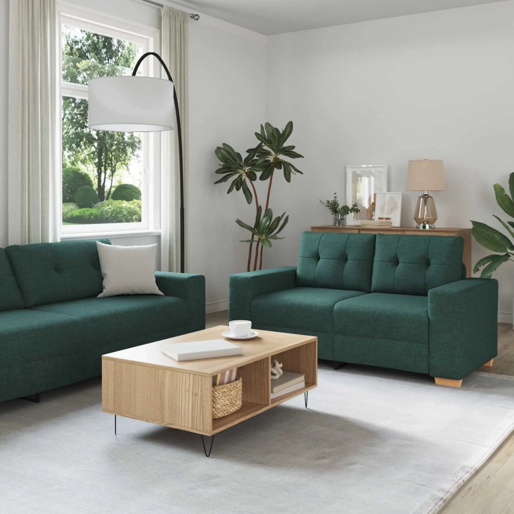 Divano 3 pcs Verde Scuro 221 x 80 x 80 cm Tessuto misto lino 3324633
