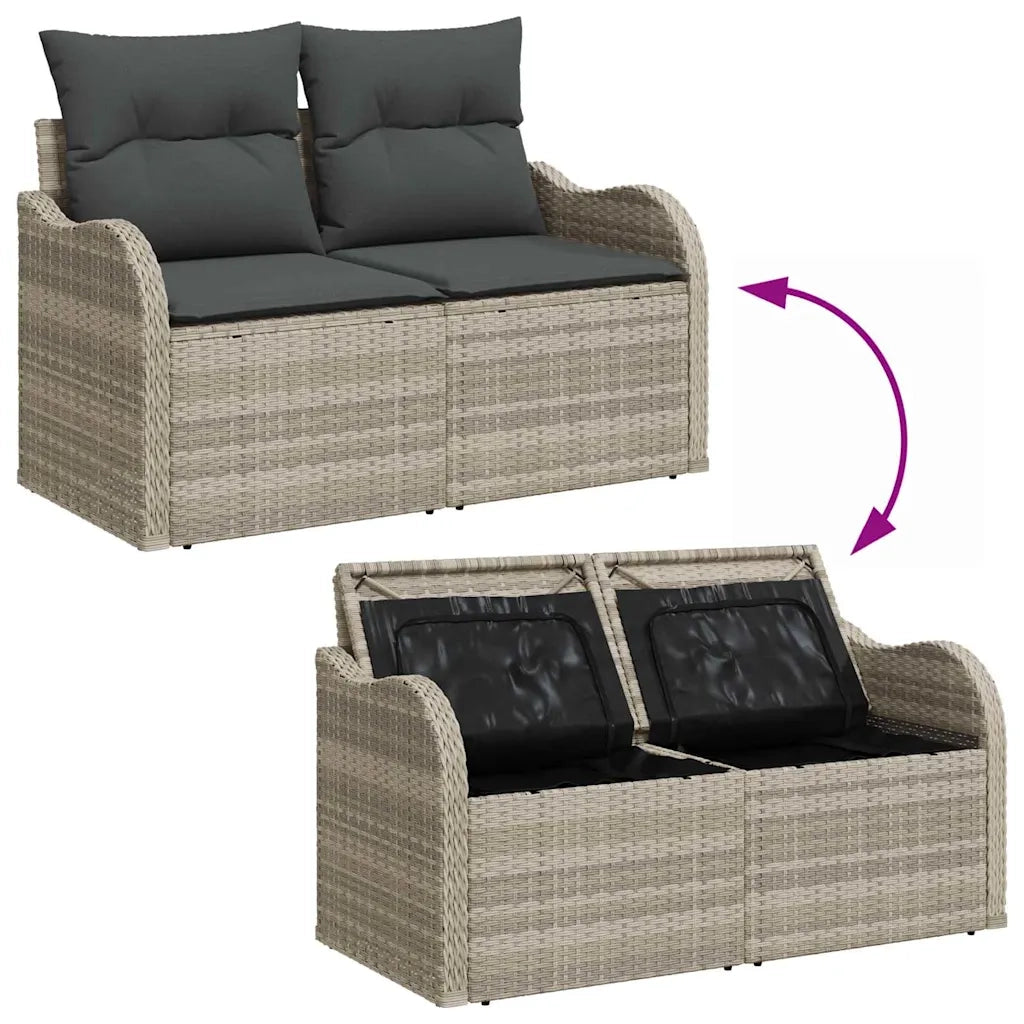 Set Divano da Giardino 10 pcs Grigio chiaro Poly Rattan