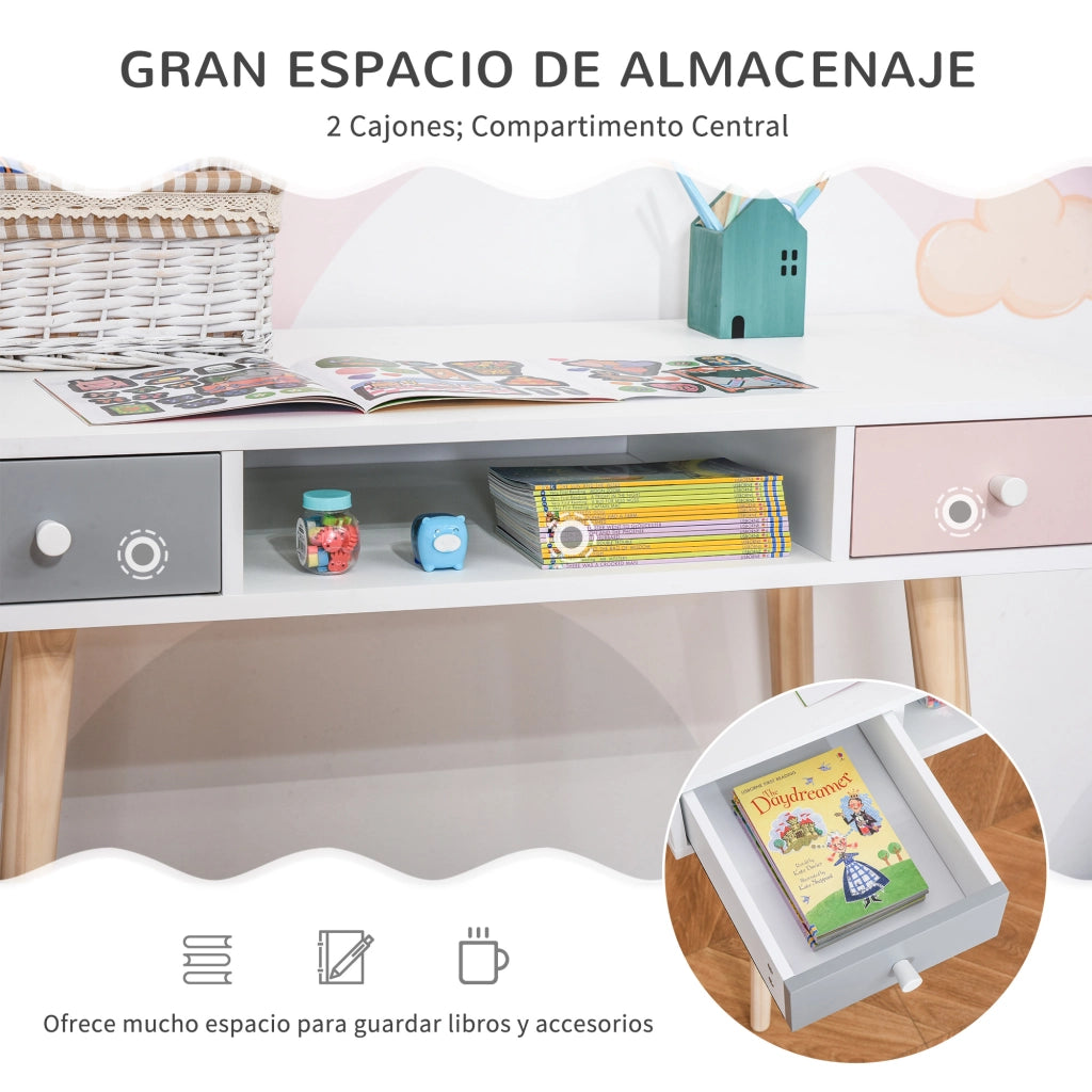 Scrivania per Bambini ¨C Minimal ¨C 100x48x76,5 cm Multicolor con 2 Cassetti