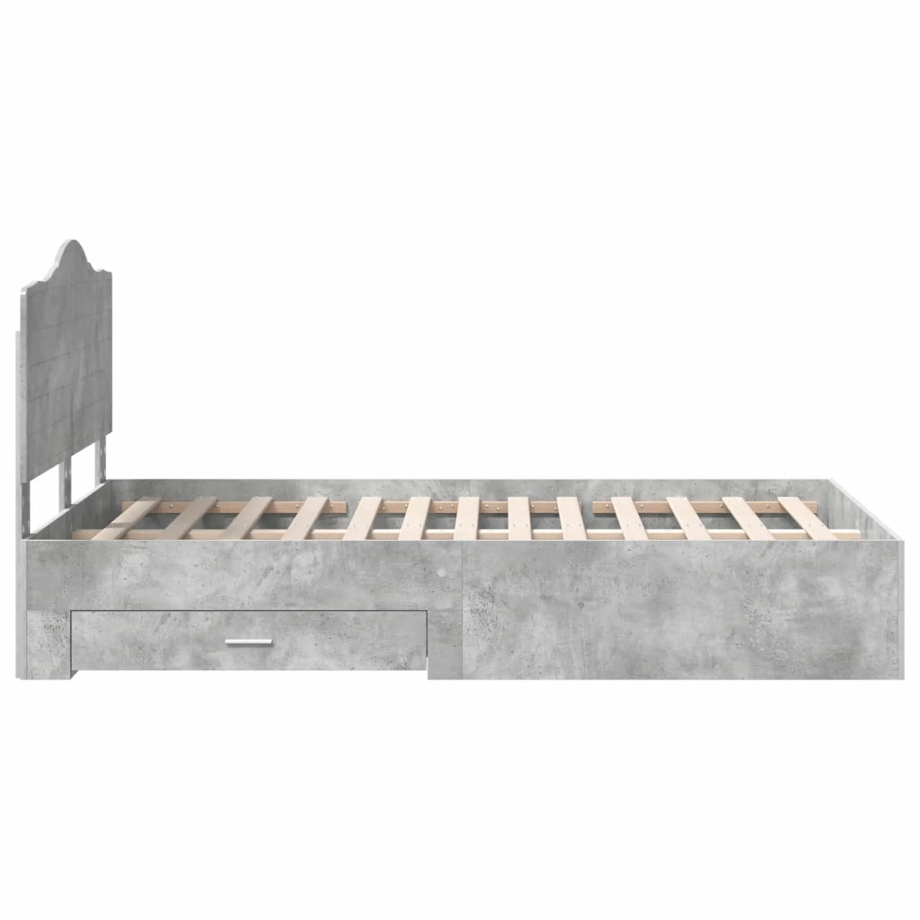 Struttura del letto con testiera-Giroletto con Testiera Grigio cemento 135 x 190 cm 511652