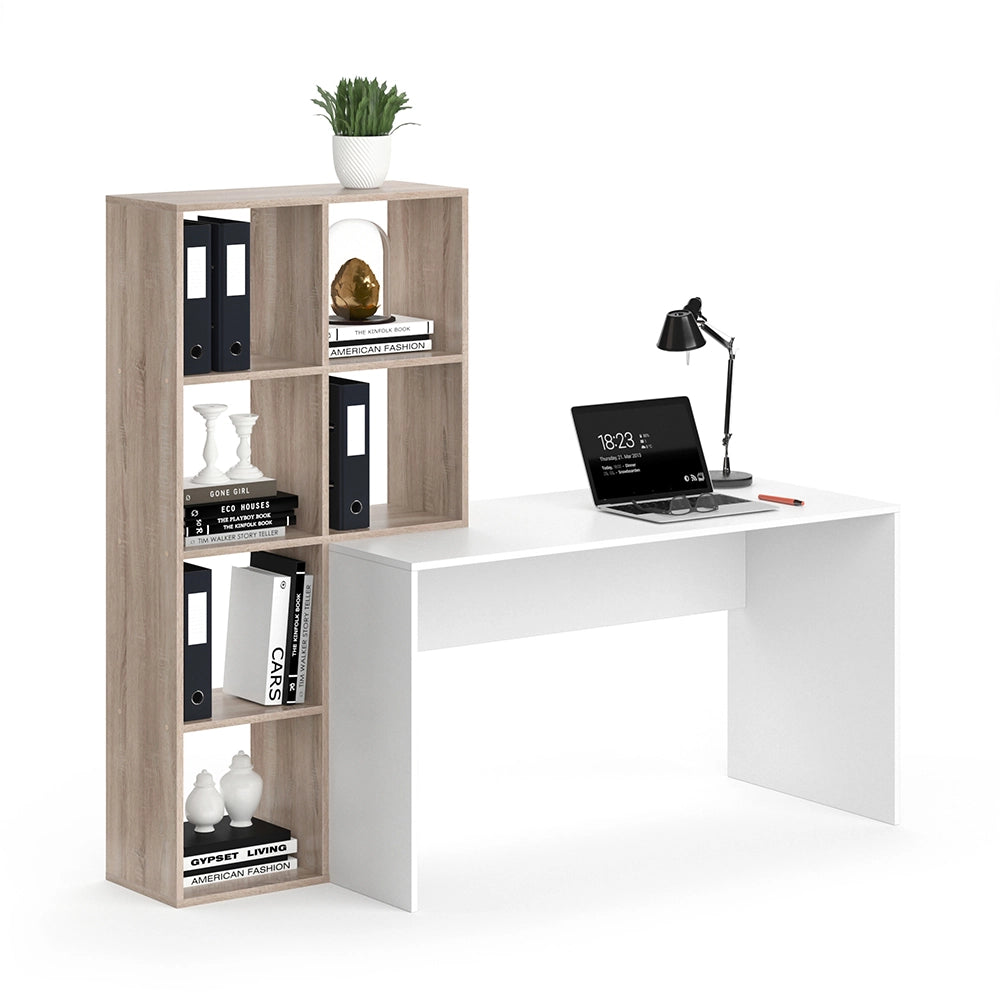 Vicco Scrivania con ripiani Bianco/Sonoma 166.8 x 59 cm