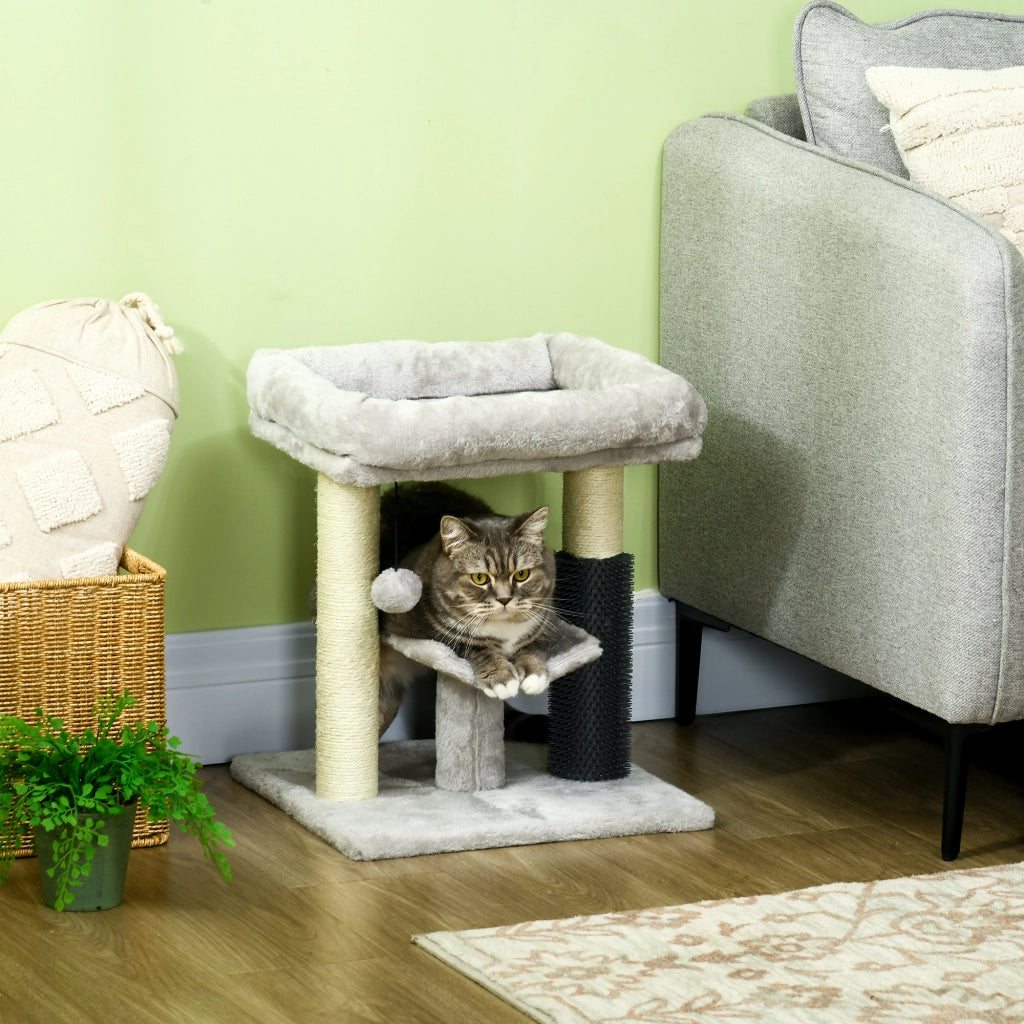 Albero per Gatti con Cuscino e Poste Graffiatoio ¨C zephmum ¨C Grigio 40x40x48 cm