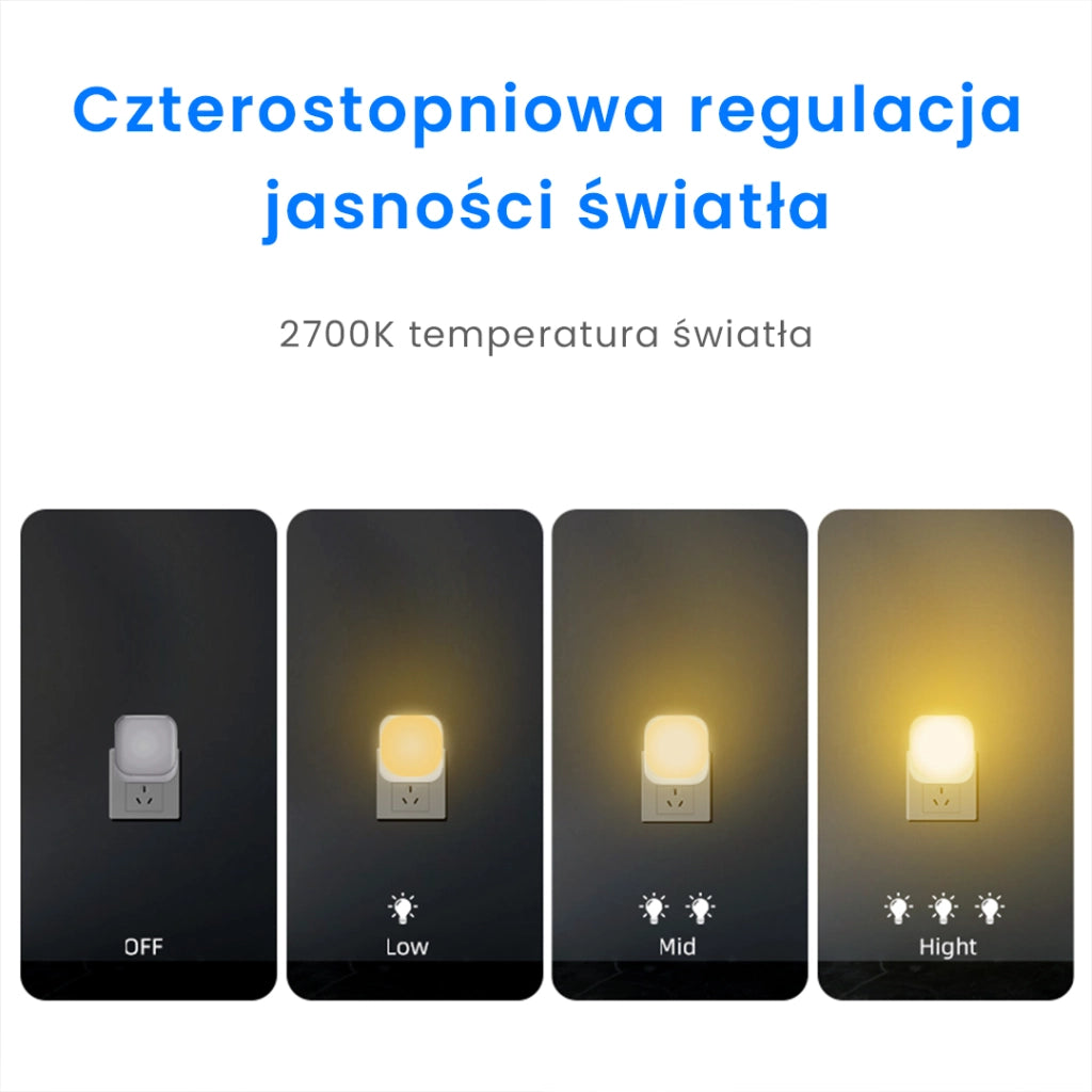 Luce notte presa con crepuscolare bianca quadrata dimmer LED 0,5W