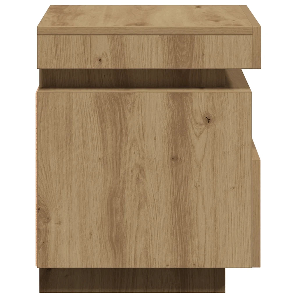 Comodino con Luci LED Rovere Artigianale 40x39x48,5 cm 857660