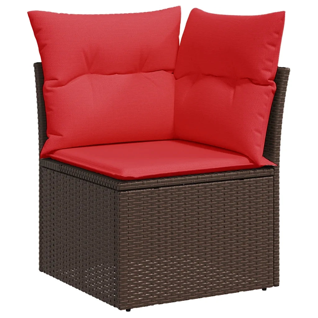 Set Divani da Giardino 9pz con Cuscini Marrone in Polyrattan 3219414