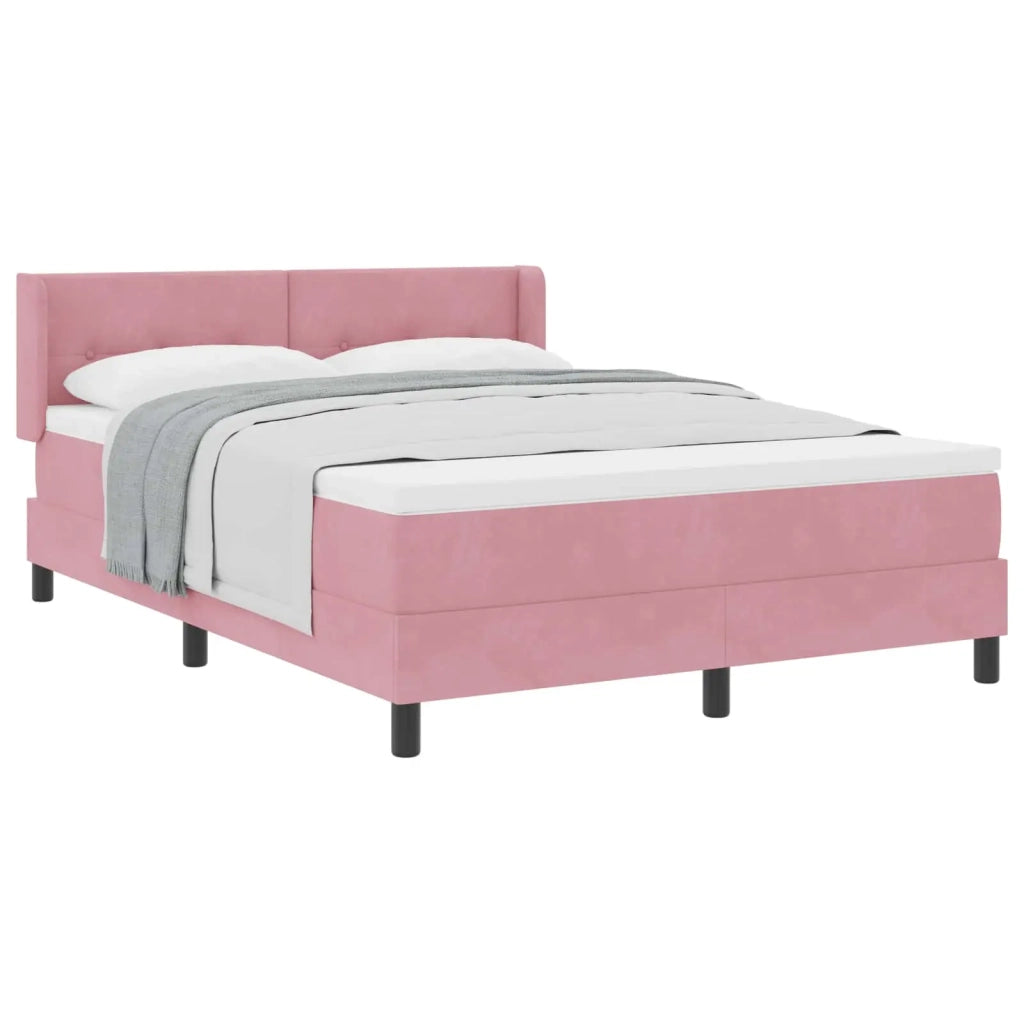 Letto a molle con materasso Rosa 200 x 140 cm Poliestere
