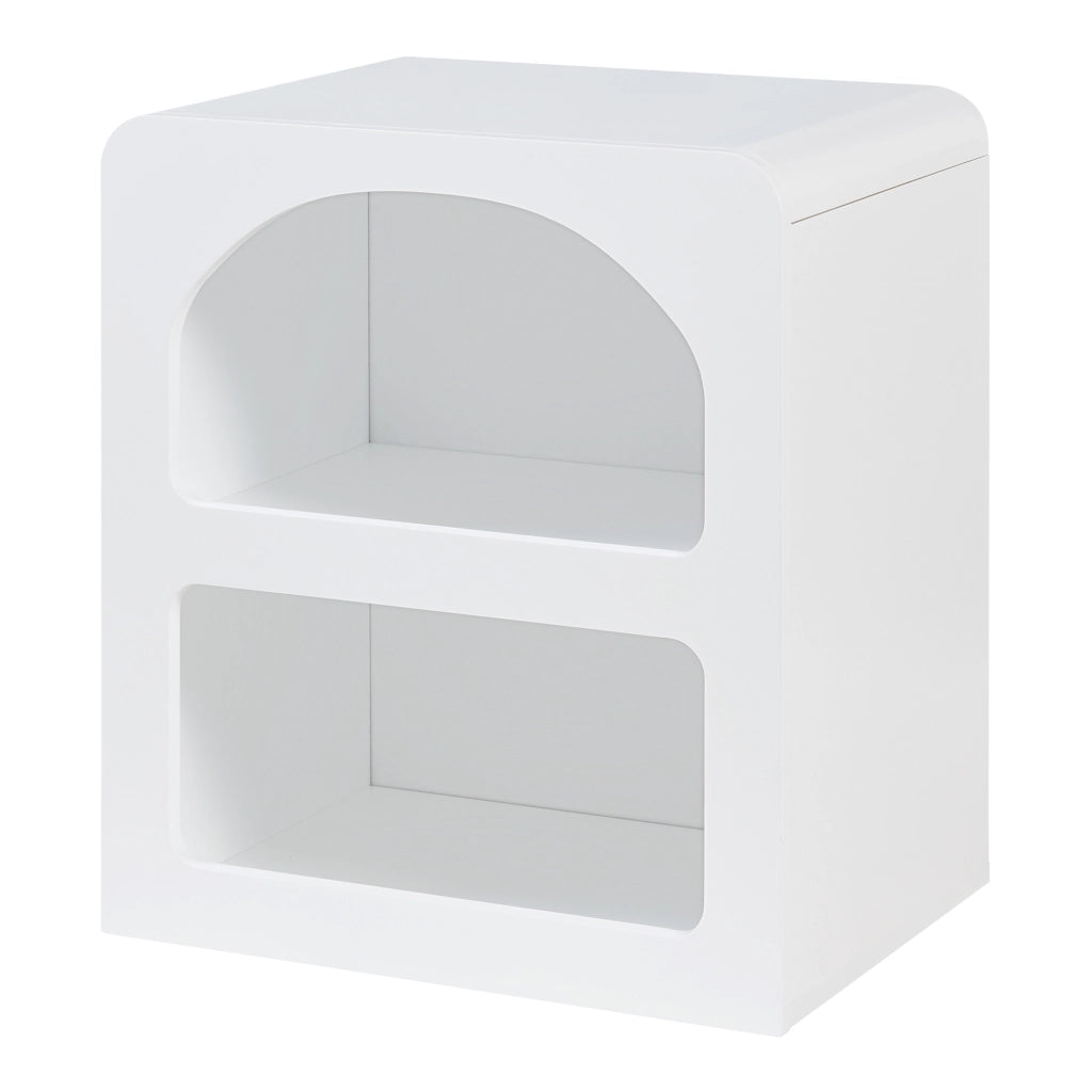 Comodino Vågå con 2 Scomparti Geometrici 45x40x30 cm Bianco [en.casa]