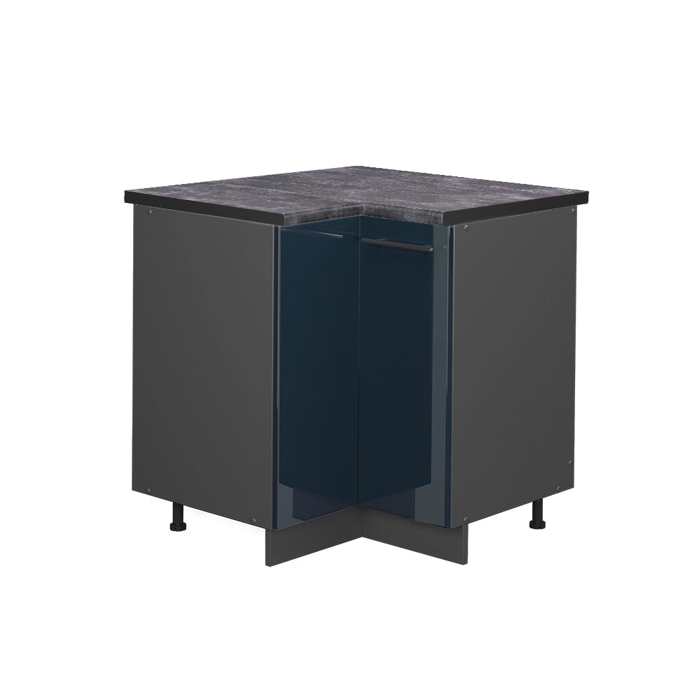 Mobile ad angolo cucina Fame-Line Blu scuro lucido/Antracite 80.5 cm, PL Antracite Vicco