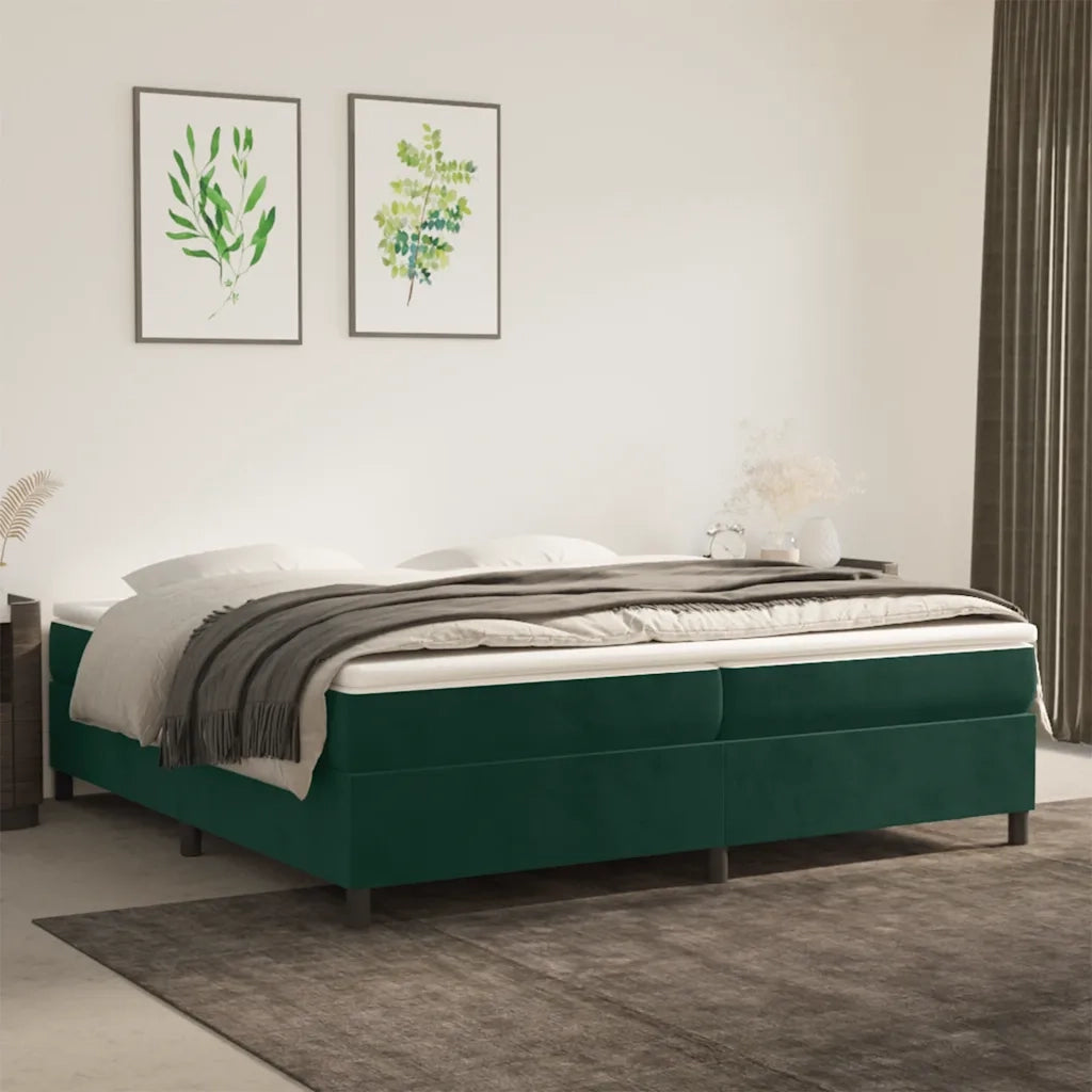 Struttura Letto a Rete a Molle Verde Scuro 200x200 cm in Velluto 3121141