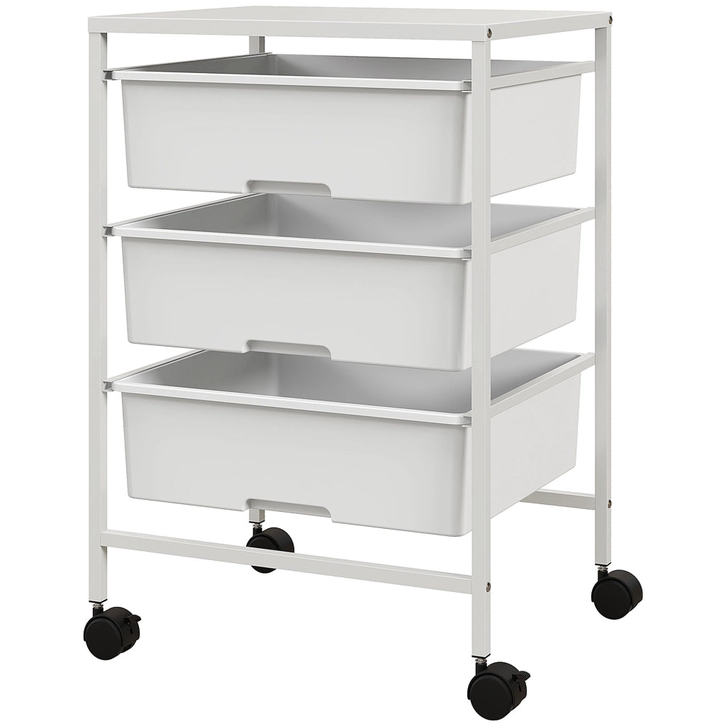 Carrello Multiuso con 3 Cestini ¨C Minimal ¨C Acciaio e PP, Bianco