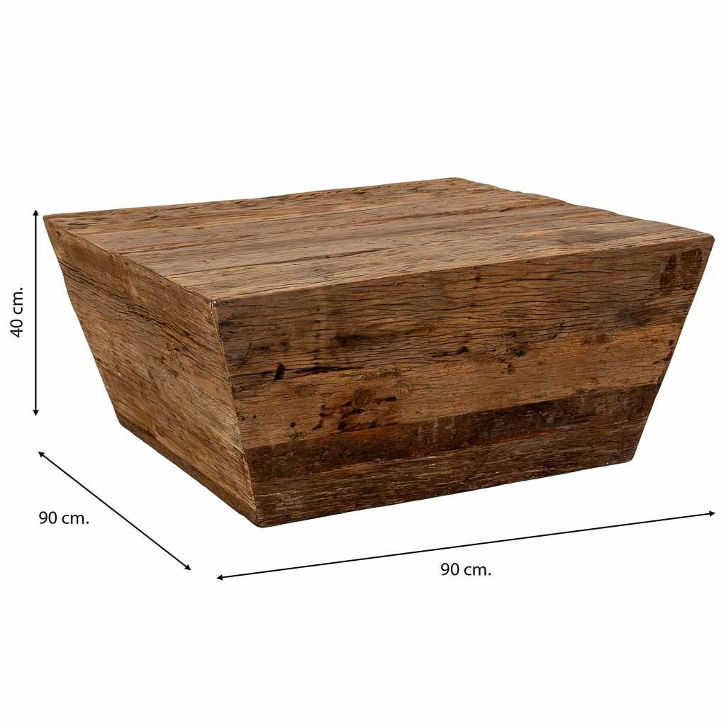 Tavolino da caffè in legno marrone, 90 x 90 x altezza 40 cm