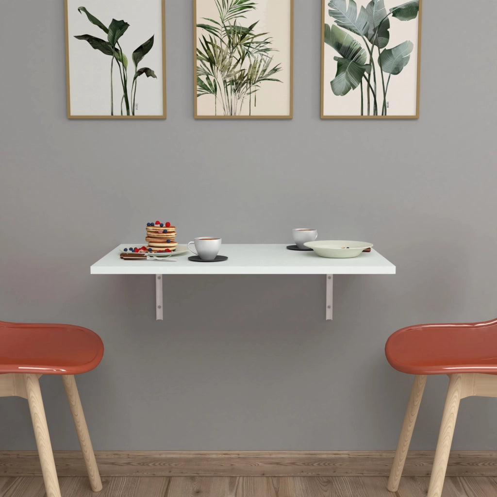 Tavolo da Muro Klepp 72 x 45 cm Tavolo Pieghevole a Ribalta Salvaspazio - Bianco [en.casa]