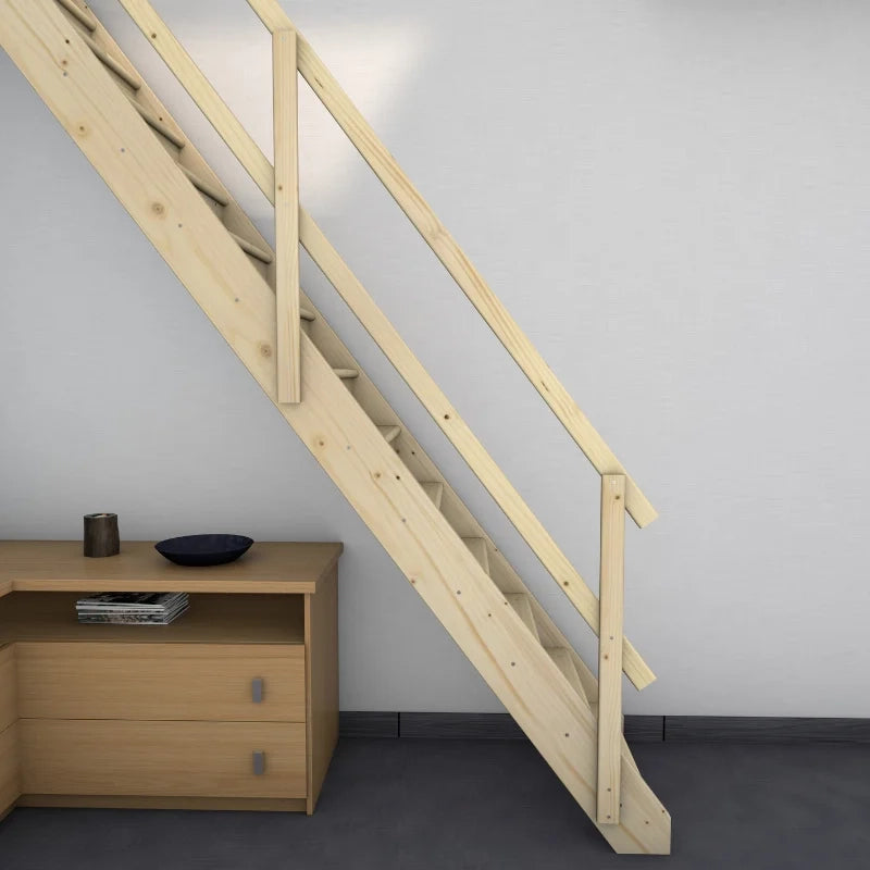 NORMANDIE - Scala dritta in legno con 2 binari