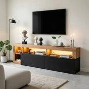 Cassettiera TV nera in truciolare lunga 184 cm