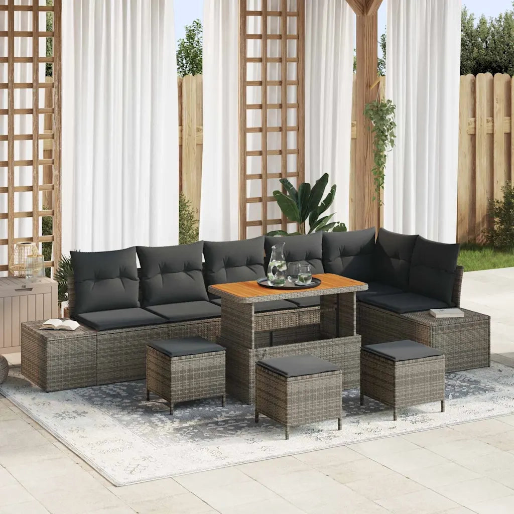 Set Divano da Giardino con cuscino 10 pcs Grigio polyrattan 3362813