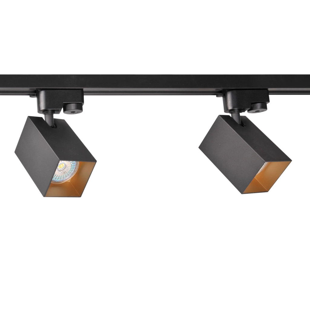Faretto su binario nero/oro GU10 Square Polux 321756