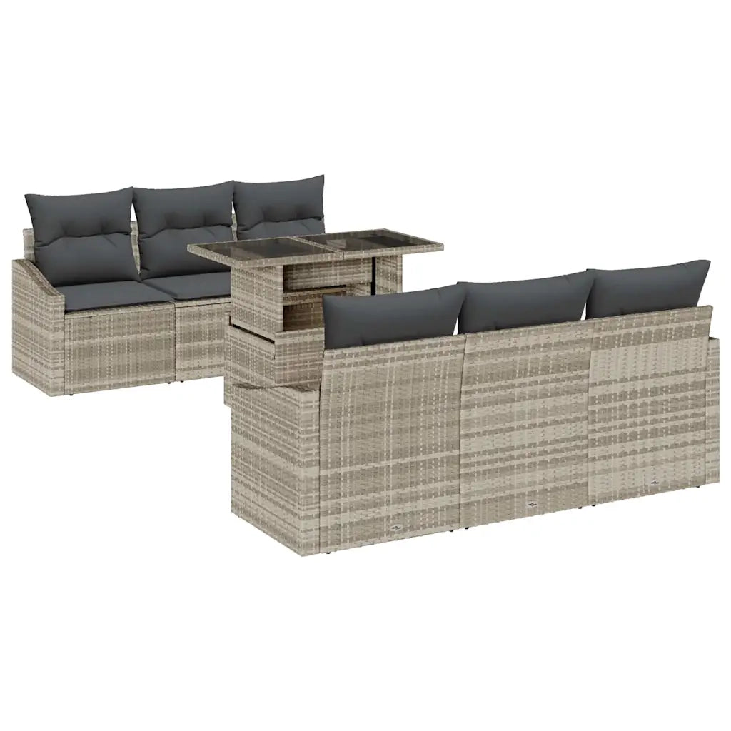 Set Divano da Giardino 7 pcs Grigio chiaro polyrattan 3348928