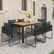 Set da Pranzo da Giardino 7 pz in Rattan PVC Nero e Marrone
