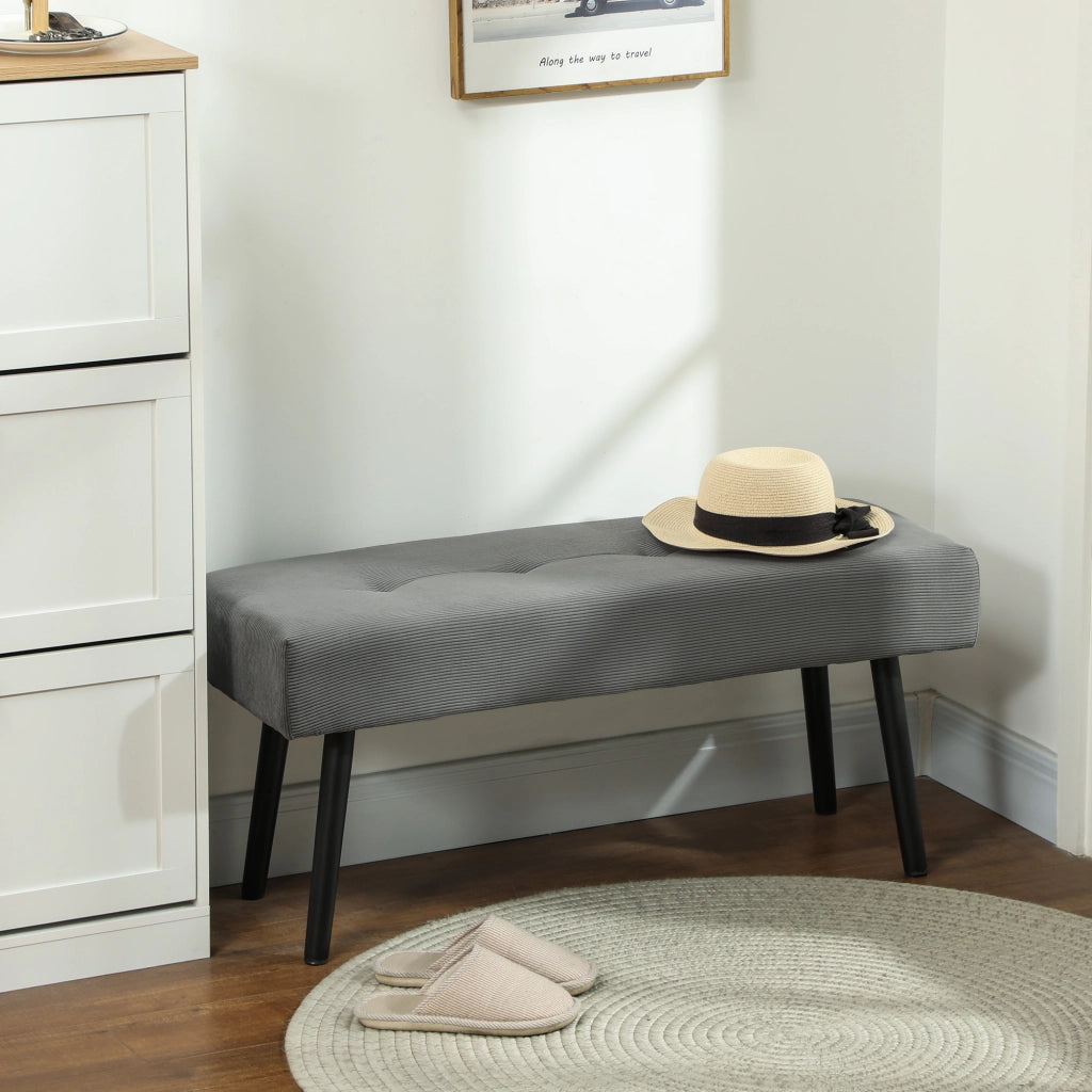 Panca imbottita con rivestimento in tessuto e gambe in metallo ¨C Minimal ¨C 100x36x45 cm Grigio