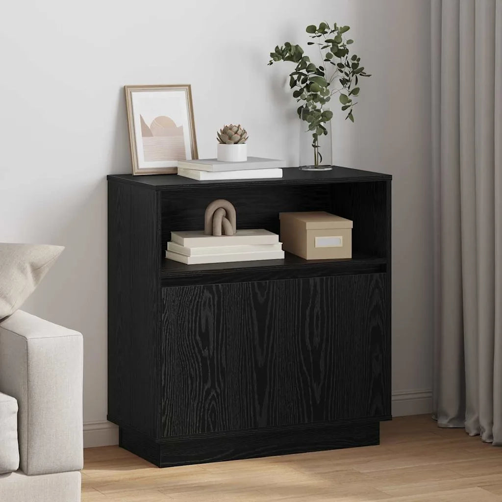 Madia LED Rovere Nero 71 x 34,5 x 75 cm Legno multistrato 869651