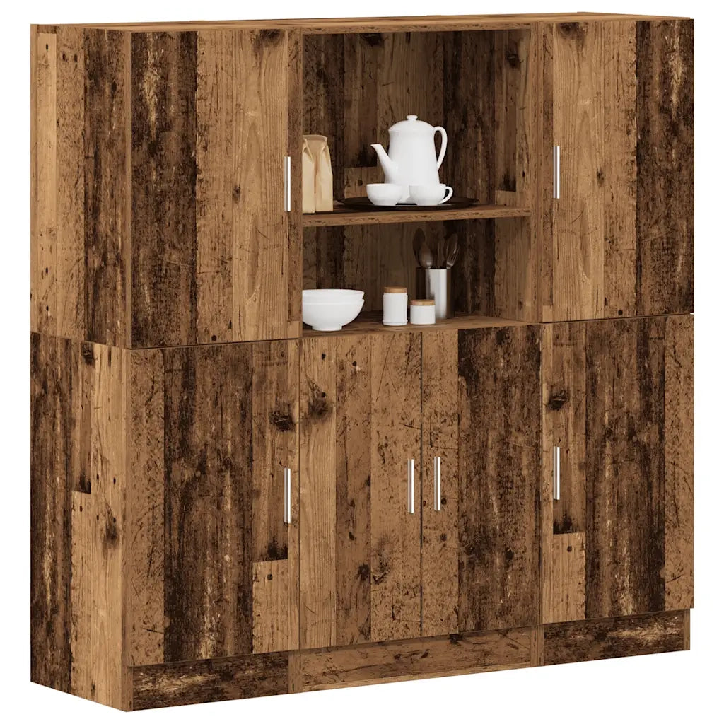 Set di Armadio pensile | Mobili da Cucina 3 pz Legno Antico in Truciolato
