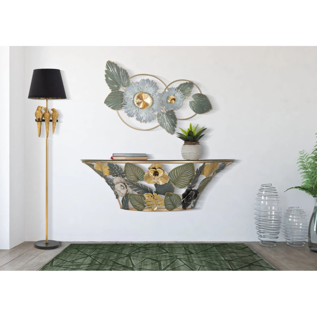 Tavolo Consolle Foglia 74, Multicolore, Metallo, 120x40,5x37,2 cm