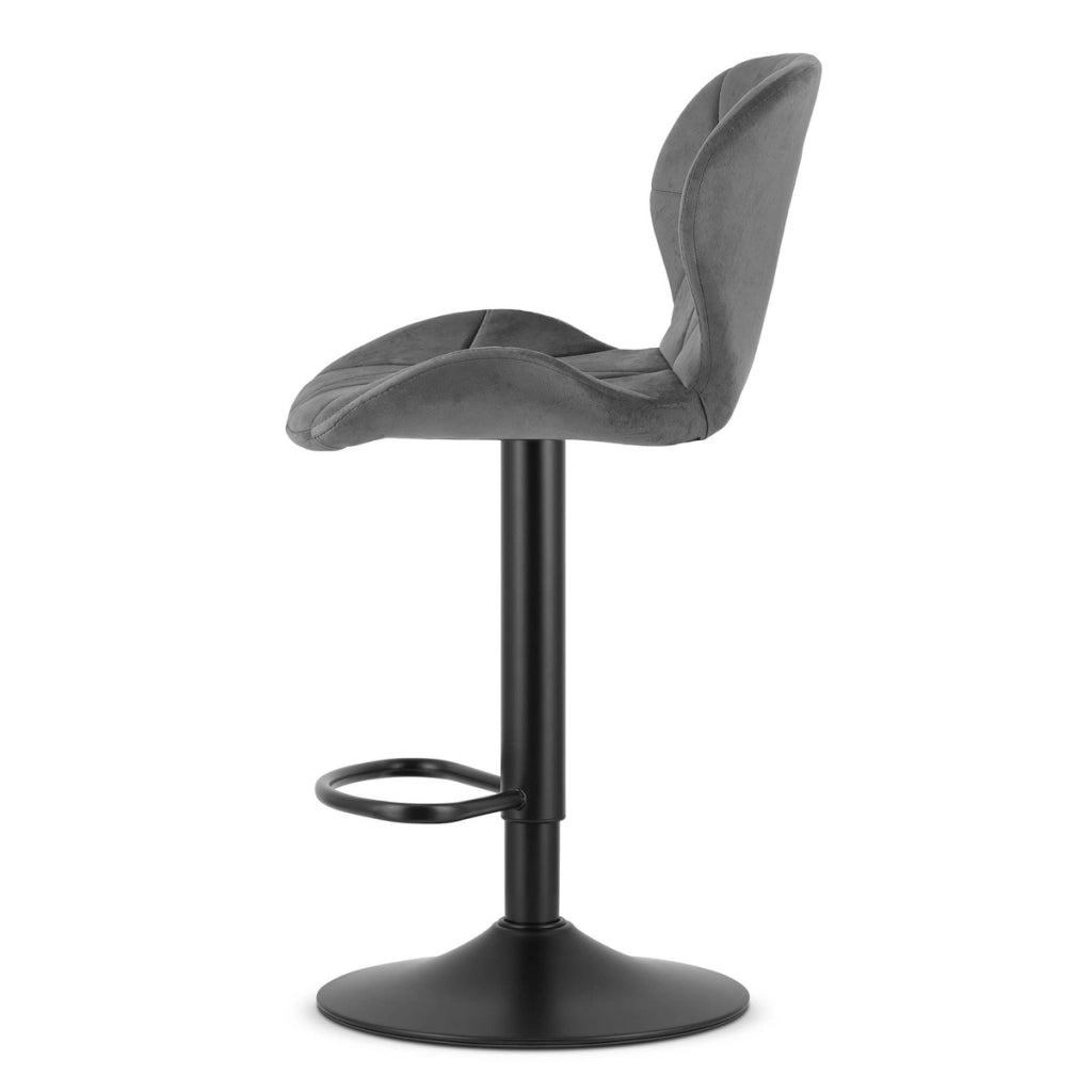 Sgabello da bar West in velluto grigio con base nera
