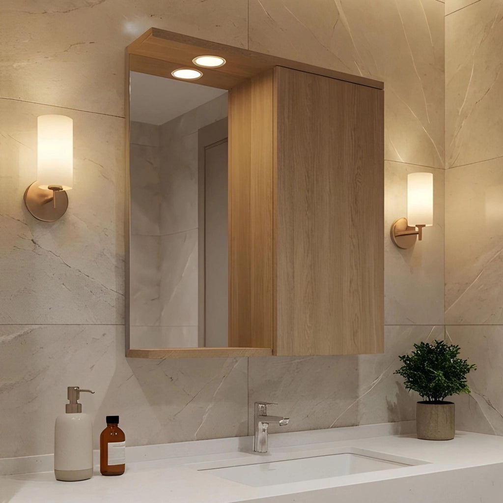Mobile da bagno con specchio "Purus 65" - 63 x 18 x 68 cm - Rovere Sonomo