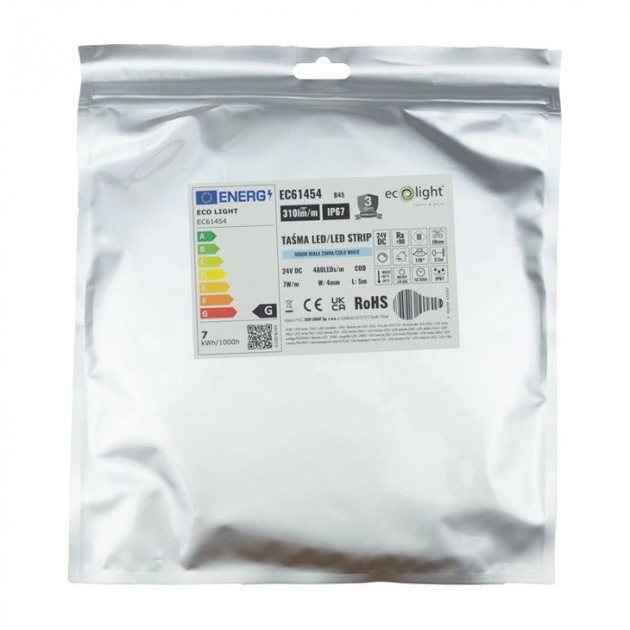 Striscia LED Neon COB 24V 6000K IP67 5m 310lm/m Ecolight