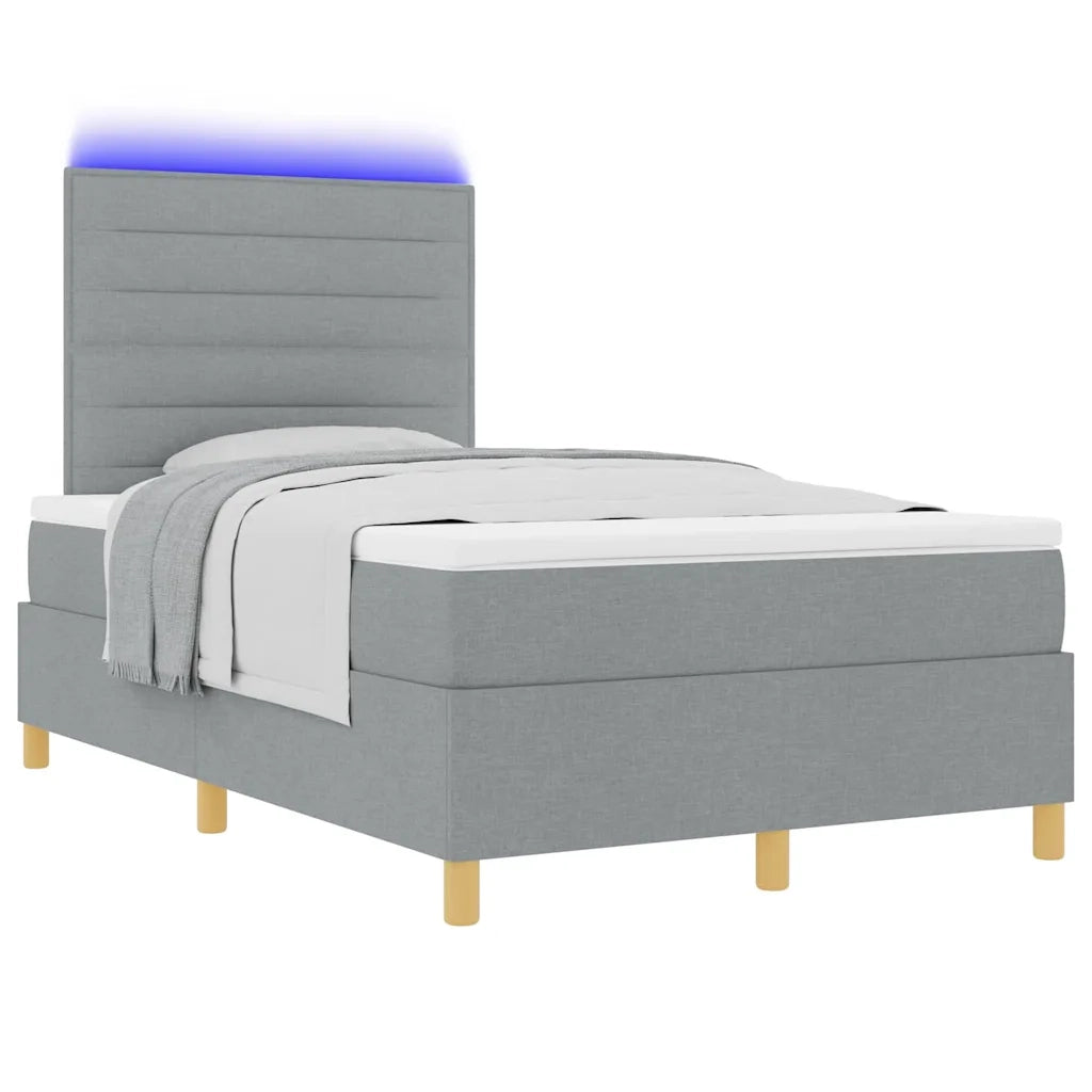 Letto a Sorgente LED Grigio chiaro 120 x 200 cm Tessuto 3343012