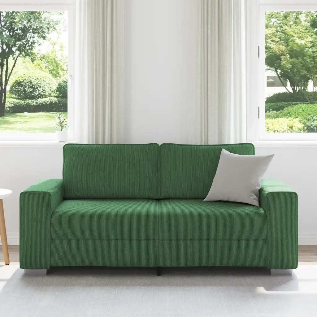 Divano Divanetto Verde Scuro 180x77x82cm Tessuto di Velluto a Coste 4105204