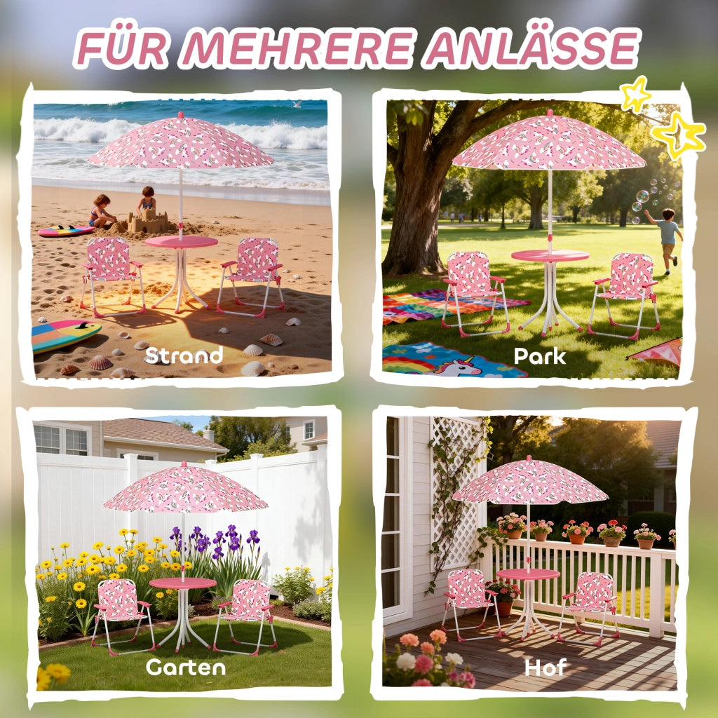 Set Tavolo e Sedie per Bambini con Ombrellone ¨C Minimal ¨C Rosa