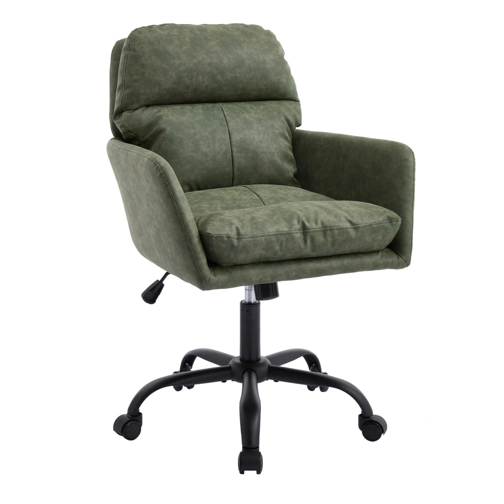 Sedia da ufficio regolabile in altezza - Zephmum - Base nera in PU, verde